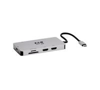 Tripp Lite Base USB-C, Doble Pantalla - 4K 60 Hz HDMI, USB 3.2 Gen 1, Hub USB-A, GbE, Tarjeta de Memoria, Carga PD de 100 W, Gris (U442-DOCK8G-GG)