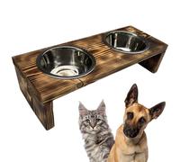 Estación Comedero Doble Madera Soporte para Perro Gato Recipiente Pet 12,5cm M