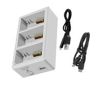 Estación concentradora de carga rápida bidireccional de 3 canales para dispositivos de batería, carga secuencial y caja de almacenamiento, estación compacta