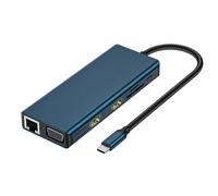 Estación de acoplamiento 12 en 1 para ordenador portátil, adaptador USB C de doble pantalla con VGA 4 USB 3.0 Gigabit Ethernet USB C lector de tarjetas tipo Hub