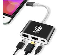 Estación de acoplamiento 3 en 1 para OLED Switch / Interruptor USB 3.0, Tipo C PD2.0, cargador portátil y base de viaje con HDMI 4K a Nintendo Switch Adaptador de TV Portátil (Negro)