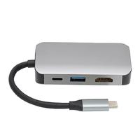 Estación de Acoplamiento 4 en 1 Tipo C Tipo C a HDMI PD Adaptador USB VGA Carga rápida 60 W 5 Gbps Transferencia de Datos para el hogar Oficina Viajes de Negocios Aleación de