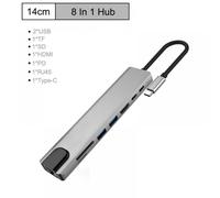 Estación de acoplamiento con adaptador USB-C a Micro USB multipuerto de aluminio 8 en 1 de Prettyui con salida 4K HD MI, RJ45, 2 puertos USB 3.0 y