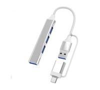 Estación de Acoplamiento concentrador USB 3,0 Tipo C, 4/5/7 Puertos, Lector de Tarjetas SD TF, Carga rápida PD for MacBook, Notebook, Ordenador portátil(4 in 2 Silver)