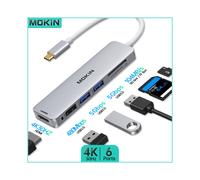 Estación de acoplamiento de concentradores USB 6 en 1 compatible con MacBook Air Pro M1 M2 iPad Adaptador