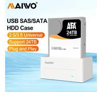 Estación de acoplamiento de disco duro MAIWO SAS para caja de disco HDD SSD de 2,5/3,5 "SATA a USB 3,0 estación de acoplamiento HDD con adaptador de corriente de 12V Black AU Plug