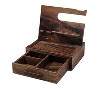 Estación de acoplamiento de madera para teléfono, organizador de mesita de noche de escritorio, cajón de almacenamiento para llaves, cartera y reloj, soporte multifuncional, elegante, tamaño mediano