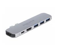 Estación de acoplamiento DeLock 87753 MacBook Dual HDMI 4K PD 60W USB-C Gris Metal