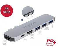 Estación de acoplamiento Delock para MacBook Doble HDMI 4K / PD / Hub
