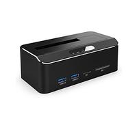Estación de acoplamiento externa de disco duro SATA de 6.3 cm/8.9 cm USB 3.0 de 5 Gbps, 2 puertos USB 3.0 Lector de tarjetas TF/SD compatible con UASP