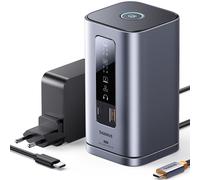 Estación de acoplamiento HUB 11 en 1 USB-C HDMI DP USB-A USB-C RJ45 PD Mini Jack 3,5 mm Cargador UE - Gris