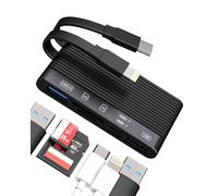 Estación de acoplamiento Lightning USB C con adaptador multipuerto, lector de tarjetas SD, dongle USB para iPhone 15, certificado Apple MFI, compatible con cable de carga Samsung, cámara OTG, unidad