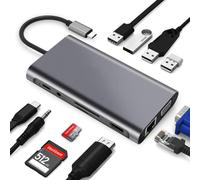 Estación de acoplamiento multipuerto lista para viajar, tu compañera ideal para una conectividad perfecta, con soporte para doble monitor, salida