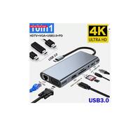Estación de acoplamiento multipuerto para portátiles, concentrador USB-C 11 en 1 para MacBook Pro, Dell, HP, Lenovo, con soporte para doble monitor