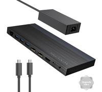 Estación de Acoplamiento para Laptop,estación de Acoplamiento 3 monitores con 2 Cargadores DP+HDMI, 4K@144Hz,130 W PD,USB-C/A 10 GB,USB-A 5 GB, Audio, Gigabit Ethernet, para Lenovo HP,DELL,Windows