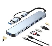 Estación de acoplamiento para laptop, puerto USBS C, construcción de aleación de aluminio, entrega de 5 W, múltiples puertos USB, salida de video 4K, interfaz de audio, concentradores de conexión