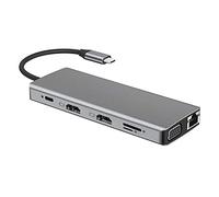 Estación de acoplamiento para monitor dual, estación de acoplamiento de superficie 12 en 1 con HDMI 4K + VGA, USB 3.0 y USB-C para laptop universal para Windows y Mac