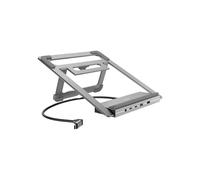 Hama | Docking Station USB-C 12 en 1 (12 Puertos: HDMI 4K × 2, DisplayPort, LAN Gigabit, 3 USB-C, 2 USB-A, SD/TF, Audio Jack, PD 100 W, Soporte Notebook) Gris