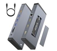 Estación de acoplamiento para portátil con 3 monitores para Dell/HP/Lenovo/Mac, estación de acoplamiento USB C 15 en 1, monitor dual con ranura SSD M.2 NVMe, base de triple pantalla 4K a 60Hz con HDMI