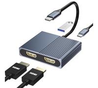 Estación de acoplamiento para portátil con doble monitor, estación de acoplamiento USB C para Dell/HP/Lenovo/Mac, adaptador HDMI dual para 2 monitores, concentrador USB tipo C con USB 3.0/PD
