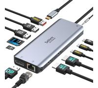 Estación de Acoplamiento para portátil con Doble Monitor USB C Hub estación de Acoplamiento con 2 HDMI, DP, 10 Gbps USB A/C, 100 W PD, Ethernet, Audio, Triple Pantalla USB C Dock 2 HDMI para DELL, HP
