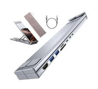Estación de acoplamiento para portátil con soporte | 8 en 1 -con soporte para computadora, transferencia de datos de 5 Gbps, puertos USB de soporte de computadora portátil plegable, para escritorio