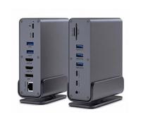 Estación de acoplamiento para portátil de 15 en 1 USB C Hub, puerto de pantalla HDMI dual 4K, 100W PD, 10Gbps, Gigabit Ethernet, SD TF, compatible con ordenadores portátiles de juegos, Chromebooks