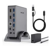 Estación de acoplamiento para portátil, estación de acoplamiento universal USB 3.0 para Windows/Mac a monitor dual con PD de 130 W, doble HDMI, audio y Etherne, 4 USB 3.0, 1 USB C 3.0