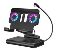 Estación de acoplamiento para ROG Ally X para Steam Deck, para MSI Claw, para LEGION Go con ventiladores duales 4K 144Hz HDMI 2.1 100W PD USB 3.2 Gigabit Ethernet Soporte ajustable (con luces)