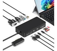 Estación de acoplamiento Surface 11 en 1 4K a 60Hz HDMI+VGA Dual Monitor Dock para Surface Pro 11/10/9/8/X/7/6/5/4, Surface Laptop 7-1, Book & Laptop | Carga rápida de 72 W, Ethernet, USB-C 5Gbps