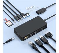 Estación de acoplamiento Surface 12 en 1, triple pantalla HDMI dual 4K @60HZ+VGA, estación de acoplamiento Surface Pro para Surface Pro 11/10/9/8/X/7/6/5/4/3, Surface Book, portátil, Surface Go Dock