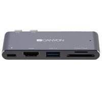 CANYON - Docking Station Thunderbolt 3 - Hub USB Tipo C con Lector de Tarjetas de Memoria TF y SD, Puerto USB 3.0, HDMI 4K, Carga y Transferencia de Datos ultrarrápida, para MacBook Air y Pro