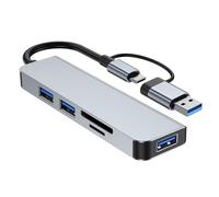 Estación de acoplamiento USB A C de 5 pulgadas, adaptador multipuerto 3 0, transferencia rápida de datos, lector de tarjetas SD TF, compatible con computadora de escritorio, portátil, consola de