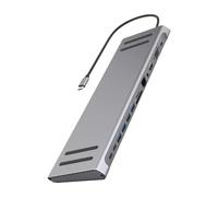 Estación de acoplamiento USB C 14 en 1, adaptador de concentradores tipo C para portátiles, HDMI, VGA, Ethernet, puerto USB, 4K, capacidades de visualización, tipo Hubs