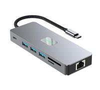 Estación de acoplamiento USB C 9 en 1 con HDMI 4K 60Hz HDMI, carga PD de 100 W, USB 3.0 de 5 Gbps, Gigabit Ethernet, lector de tarjetas SD/TF 4K HDMI, adaptador para portátil de 3 puertos USB SD/TF