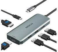 Estación de acoplamiento USB C a adaptador HDMI dual, concentrador USB C, monitores HDMI duales para Windows, adaptador USB C con HDMI dual, 3 puertos USB, PD compatible con Dell XPS 13/15, Lenovo