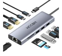 Estación de acoplamiento USB C, adaptador de monitores HDMI dual, 10 en 1 USBC Hub Dongle Dock con 2 HDMI 4K @60Hz, carga PD, SD/Micro SD para laptop MacBook/HP/Dell/Surface/Thinkpad..