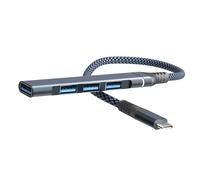 Estación de Acoplamiento USB-C Aleación Aluminio con 4 Puertos Concentrador USB 3 0 Divisor Alta Velocidad 5Gbps Conectar y Usar Convertidor Compacto para Portátil Conexión Múltiples Dispositivos