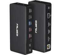 Estación de acoplamiento USB C de doble monitor, concentrador multipuerto 16 en 1 con triple pantalla (2 HDMI, DP, VGA, 2 PD 100 W y 18 W, RJ45, USB C y A, SD/TF, micrófono/audio) compatible con