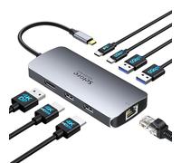 Estación de acoplamiento USB C Dual HDMI, 8 en 1 Docking Station para 3 monitores Triple Pantalla 4K con 2 HDMI, DisplayPort, Ethernet de 1 Gb/s, PD 100 W, Adaptador de puertos USB 3.0 para Dell, HP,