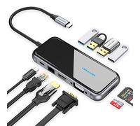 Estación de acoplamiento USB C Dual Monitor VENTION 10 en 1 Estación de acoplamiento USB Tipo C Hub con 4K HDMI 1080P VGA 100W PD 4 puertos USB Ethernet SD TF lector de tarjetas para MacBook Pro Air iPad Pro Dell XPS HP