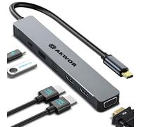 Estación de acoplamiento USB C Hub Dual HDMI, adaptador USB C a HDMI VGA, triple monitor con 2 HDMI 4K + VGA 1080P + USB 3.0+PD 100W Charing para MacBook Pro, XPS, más laptop