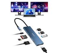 Estación de acoplamiento USB C, monitor dual 4K a 60Hz, concentrador USB C 8 en 1 KOZYC con 2 HDMI, USB-C 3.0, 2 USB-A 3.0, SD/TF, 100 W PD, compatible con divisor HDMI, pantalla extendida, 2