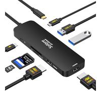 Estación de acoplamiento USB C, monitor HDMI dual, adaptador USB C a HDMI dual con 2 puertos HDMI, carga PD, SD/TF, puertos USB A y C 3.0, estación de acoplamiento para laptop Dell XPS/HP/Lenovo