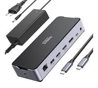 Estación de acoplamiento USB C para 3 monitores, 13 en 1 Docking Station USB C para ordenador portátil, Dual HDMI DisplayPort, USB A 2.0/3.0, USB C 3.1, PD, Ethernet, MicroSD/SD, para Dell/Lenovo/HP