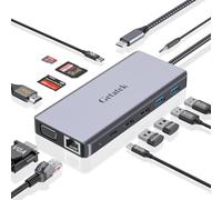 Estación de acoplamiento USB C para laptop, adaptador multipuerto USB C 13 en 1 con HDMI 4K, VGA, carga PD de 100 W, Ethernet, SD/TF, 2 USB 3.0 y USB 2.0, 1 USB C, micrófono/audio, apto para