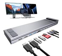 Estación de acoplamiento USB C para laptop, monitor dual 4K a 60Hz, hub USB C 9 en 1 con 2 HDMI, 2 USB 3.0, PD 100W, estación de acoplamiento universal para MacBook Pro/Air/Dell/HP/Surface/Lenovo