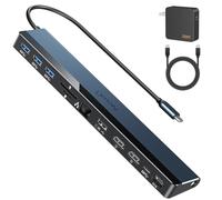 Estación de acoplamiento USB C para monitor dual con cargador USB-C de 100 W, base para laptop 12 en 1 con HDMI dual 4K a 30 ~ 60 Hz, PD 100 W, 4 puertos USB de 5 Gbps, ranura SD/TF, Ethernet, audio