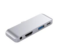 Estación de acoplamiento USB C para portátil 4/5 en 1, concentradores USB C, adaptador multipuerto con puerto USB C de 3,5 mm