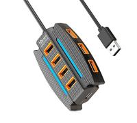 Estación de acoplamiento USB de 10 puertos, base de expansión, concentradores USB con luz, cable de extensión de 120 cm, expansor de transferencia de datos, estación de acoplamiento de expansión